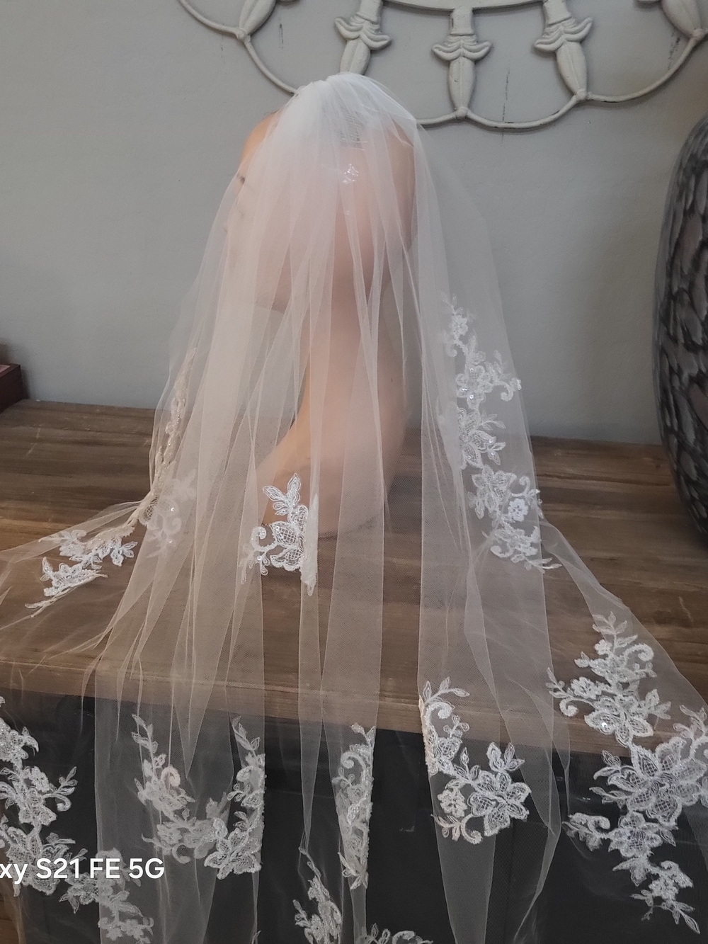 White Lace Edge Bridal Veil - Handmade